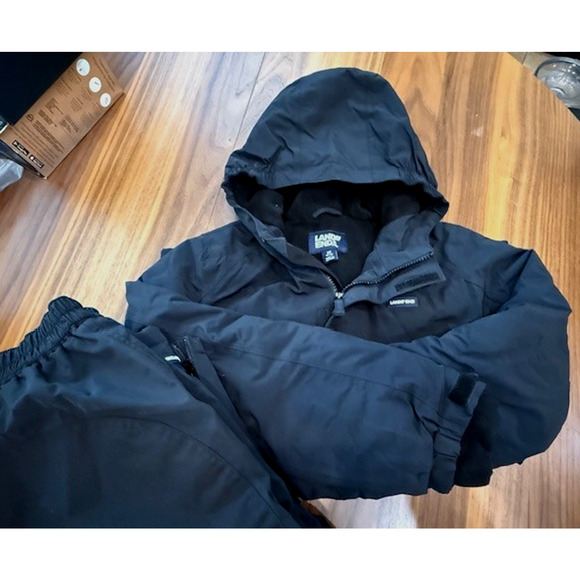Lands End Grow A-longs Snow & Ski Snowboard Black Pants Jacket Set Medium 10 12 - Picture 2 of 16